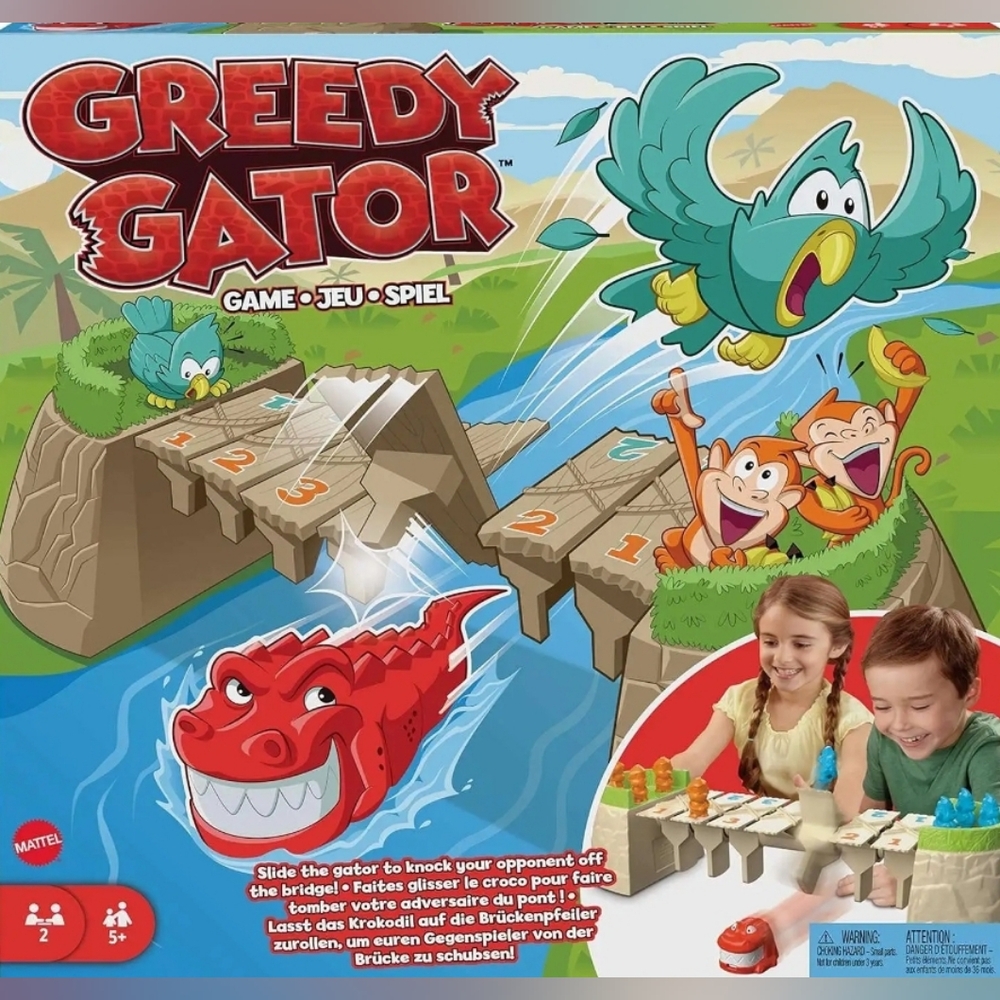 New In Box - Greedy Gator 2-Player Kids Game for Game Nights & Parties By Mattel